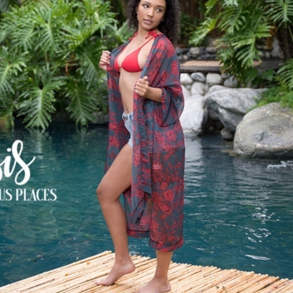 🆕Kimono in charcoal and red